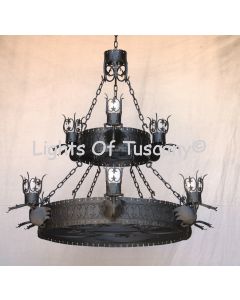 Gothic chandelier, medieval chandelier, castle chandelier, iron chandelier, gothic revival lighting, 2 tier iron chandelier
