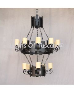 1724-15 Wrought Iron Castle Gothic Style Chandelier