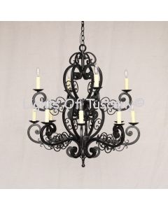 1919-12 Wrought Iron Spanish Style Chandelier