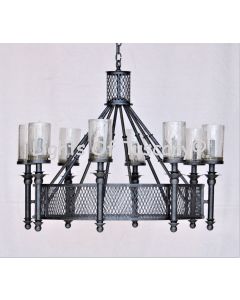 1952-8GL Gothic Contemporary Style Wrought Iron Chandelier with Glass Candles