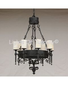 Onyx Spanish Wrought Iron Chandelier. 