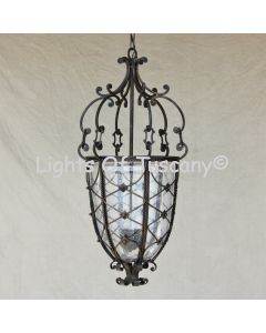 Hand forged wrought iron Spanish Revival / Mediterranean style hanging pendant light