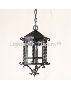 2028-2MS Spanish Santa Barbara Colonial Wrought Iron Hanging Lantern