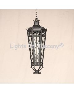 2034-3 Wrought Iron Italian Tuscan Style Hanging Lantern 