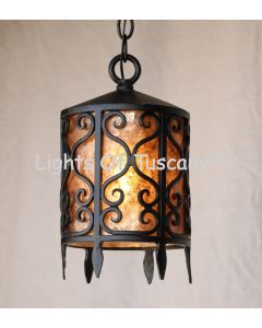 2070-1MIC Spanish Revival Wrought Iron Hanging Pendant with Mica 