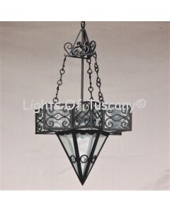 Spanish Style Star Hanging Lamp Wrought Iron Moroccan Church Vintage