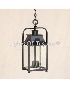2185-1 Craftsman Colonial Style Wrought Iron Hanging Pendant Light Lantern