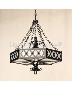 2351-6GLS Transitional Gothic Style Wrought Iron Hanging Chain Chandelier