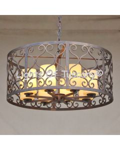 2376-6 Rustic Tuscan / Spanish Style Wrought Iron Hanging Light