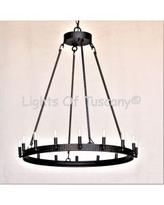 2397-16LG  Contemporary Wrought Iron Wagon Wheel Chandelier