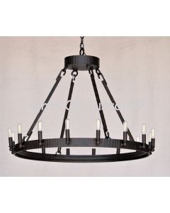 2397-16SH Contemporary Wrought Iron Wagon Wheel Chandelier