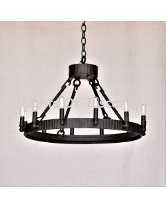 2398-12SH Wrought Iron Contemporary Wrought Iron Chandelier