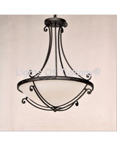 2442-5 Mediterranean Transitional Style Wrought Iron Bowl Pendant Light