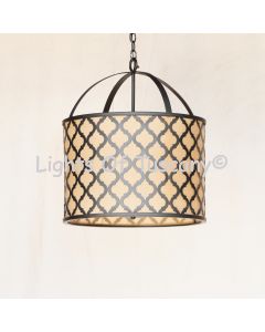 2640-6 Transitional Style Hanging Drum Pendant Light with Natural Mica