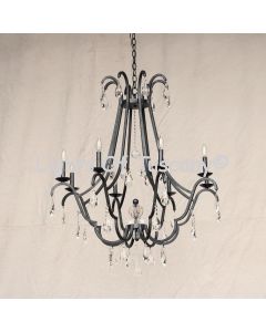 Crystal Chandelier, Wrought Iron Crystal Chandelier