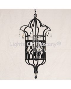 3509-3 Wrought Iron Contemporary Crystal Pendant
