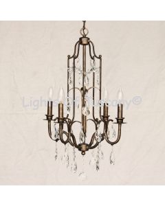 3545-6 Transitional Spanish Style Wrought Iron Chandelier with Crystals