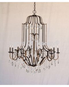 3546-20 Tuscan Style Wrought Iron Crystal Chandelier