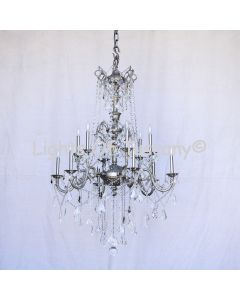 3705-12 European Cast Brass Crystal Chandelier