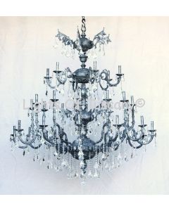 3712-30 European Cast Brass Large Crystal Chandelier