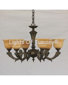 Alabaster-Old World European Solid Brass Casting Chandelier