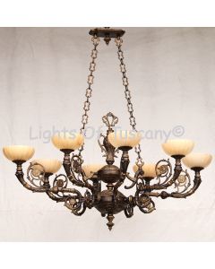 4227-8 European Antique Brass Style Chandelier with Real Stone Shades