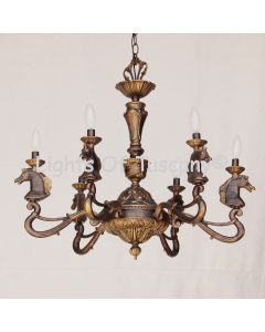 4240-6 European Cast Brass Horse Head Chandelier