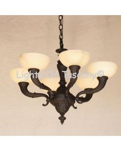 4243-6ALB European Cast Brass Chandelier with Genuine Stone Shades