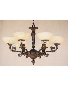 4246-6ALB  European Cast Brass Chandelier with Real Stone Shades