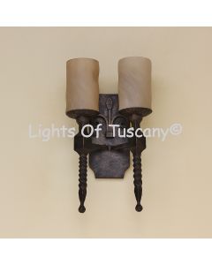 5029-2 Spanish Revival Style Double Light Iron Wall Sconce