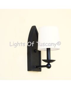 5174-1SHD Transitional Style Wrought Iron Wall Sconce with Linen Shade