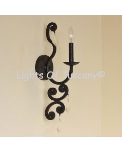 5208-1 Vintage Tuscan Style Iron Wall Sconce with Crystals