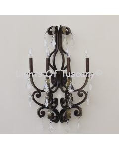 Tuscan-Wrought Iron- Crystal Wall Lamp