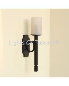 5270-1GLS Contemporary Style Wrought Iron Wall Sconce Light