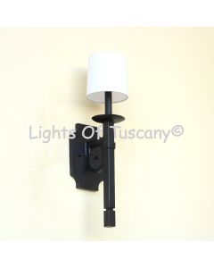 5271-1SHD Contemporary Style Wrought Iron Wall Sconce Light with Linen Shade