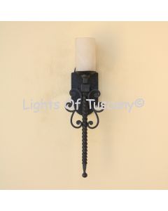 5284-1GLS Spanish Gothic Revival Style Wrought Iron Wall Sconce Light