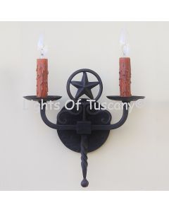  Lone Star Country Farmhouse Style Iron Wall Light  Rustic Texas Style