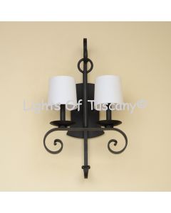 5320-2SHD Rustic Transitional Style Double Light Wall Sconce with Linen Shades