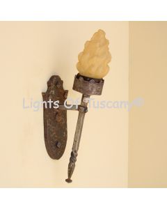 5323-1 Old World Wrought Iron Castle Torch Light