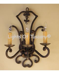5389-3 Rustic Spanish Tuscan Wrought Iron Wall Sconce