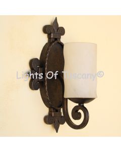 5568-1GLS Mediterranean Style Wrought Iron Wall Sconce