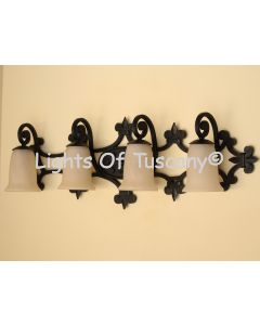 5572-4BEL Mediterranean Style Wrought Iron 4 Light Bathroom Vanity Bar Bell Light