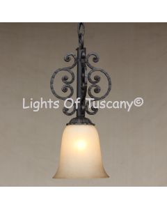 6130-1 Spanish / Mediterranean Style Hanging Mini Pendant Light Wrought Iron Vintage