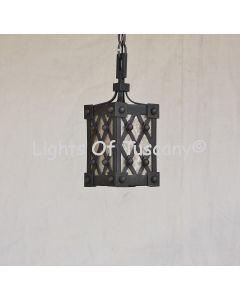 Contemporary- Gothic-Spanish style mini pendant. Wrought Iron.