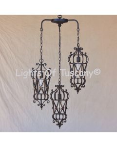 6173-3 Mediterranean style wrought Iron pendant chandelier
