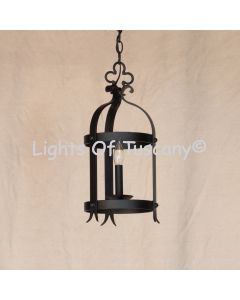 6176-1 Old World Spanish Revival Style Wrought Iron Pendant with Candle