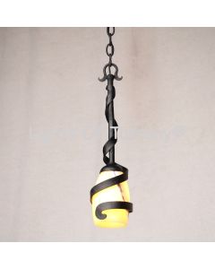 6179-1ONX Wrought Iron Onyx Indoor Hanging Mini Pendant