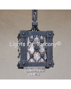 Contemporary Crystal mini pendant- Wrought Iron- Gothic