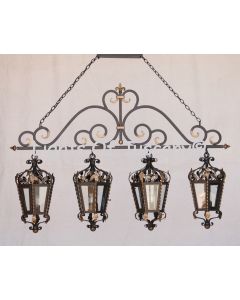 6196-4 Tuscan Style Linear Wrought Iron Hanging Light