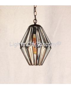 6340-1 Contemporary Mission Style Brass Hanging Pendant Lantern